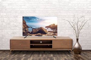 Empty interior of room with vase over brick wall background 3d rendering
