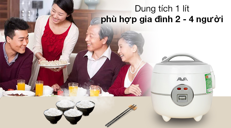 Dung tích 1 lít - Nồi cơm điện nắp gài Ava 1 lít JRC-100P