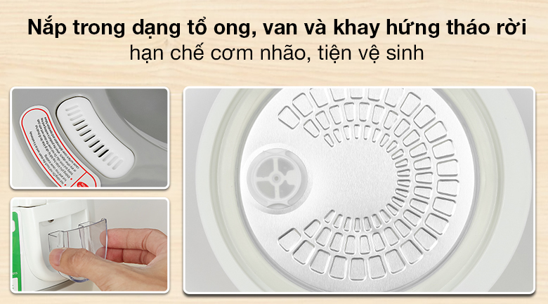 Van, khay hứng và nắp trong - Nồi cơm điện nắp gài Ava 1 lít JRC-100P