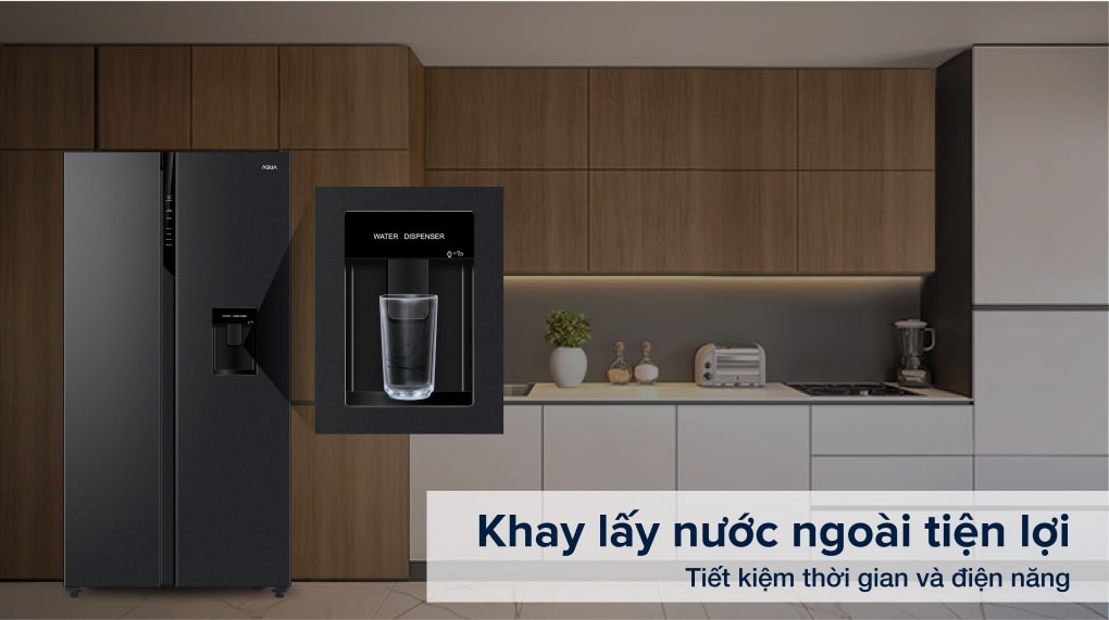 Tủ lạnh Aqua Inverter 524 lít AQR-SW541XA(BL) - Ngăn lấy nước bên ngoài