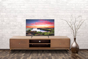Empty interior of room with vase over brick wall background 3d rendering