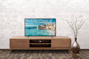 Empty interior of room with vase over brick wall background 3d rendering